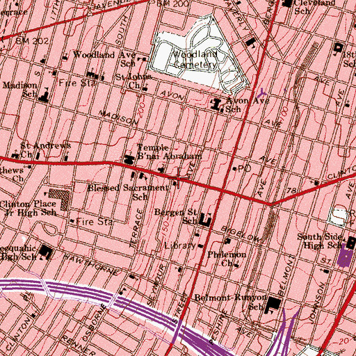 Topographic Map of Clinton Avenue Elementary School, NJ