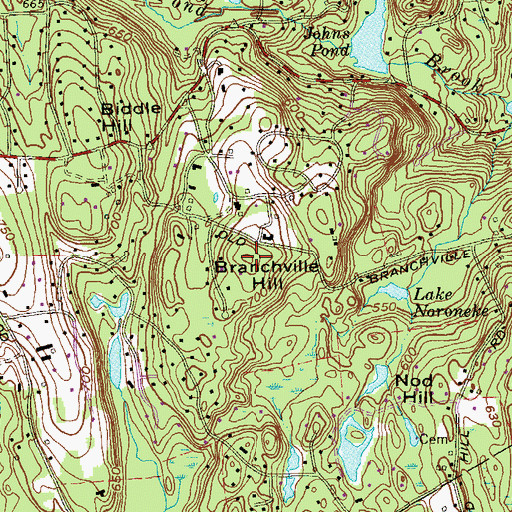 Topographic Map of Branchville Hill, CT