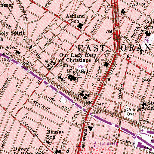 Topographic Map of East Orange Campus Nine, NJ