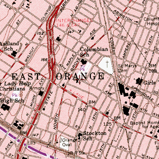 Topographic Map of Fourth Avenue Elementary School, NJ