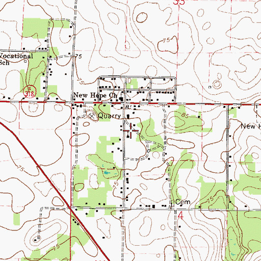 Topographic Map of Ebenezer United Methodist Church, FL
