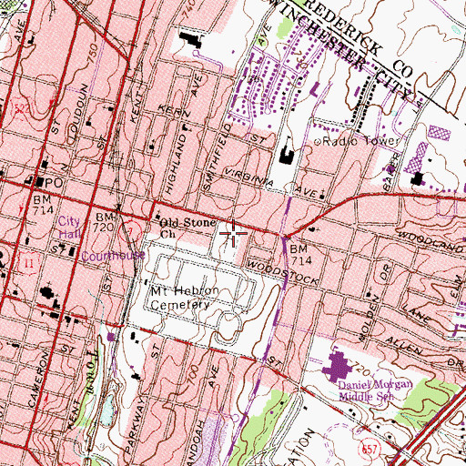 Topographic Map of Winchester National Cemetery, VA