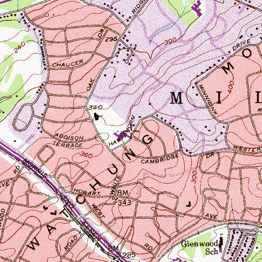 Topographic Map of Hartshorn Elementary School, NJ