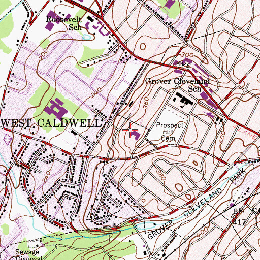 Topographic Map of Jefferson Elementary School, NJ