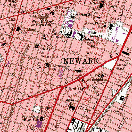 Topographic Map of Louise A Spencer Elementary School, NJ