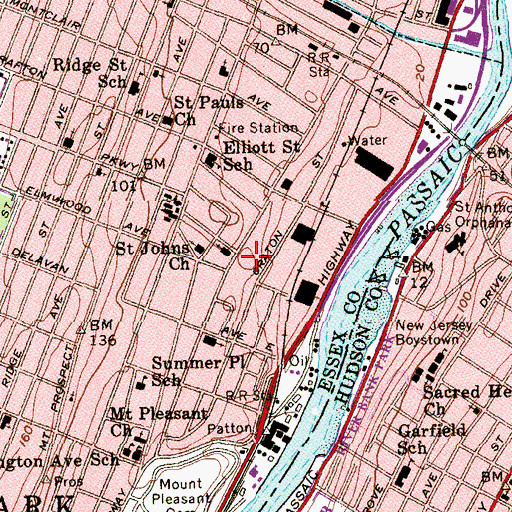 Topographic Map of Luis Munoz Marin Middle School, NJ
