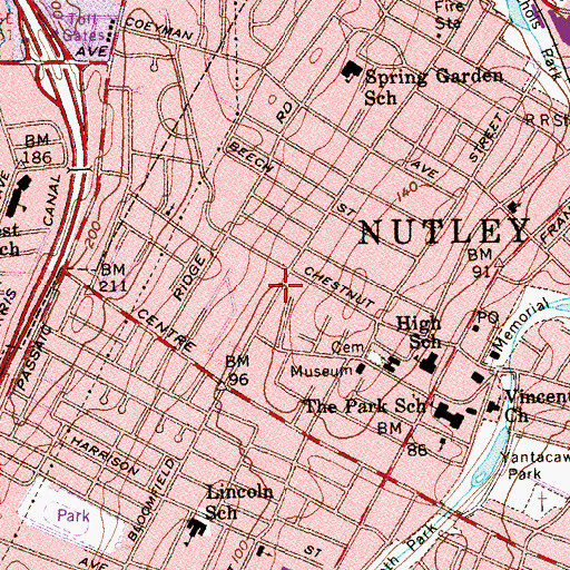 Topographic Map of Radcliffe Elementary School, NJ