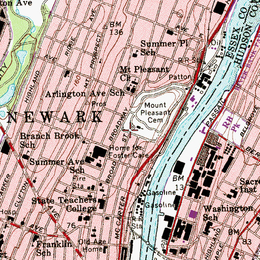 Topographic Map of Rafael Hernandez Elementary School, NJ