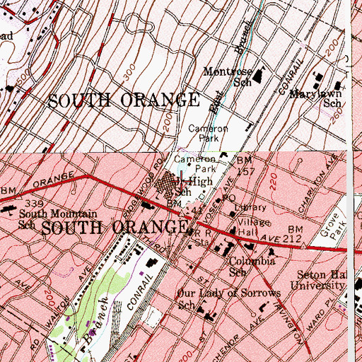 Topographic Map of South Orange Middle School, NJ