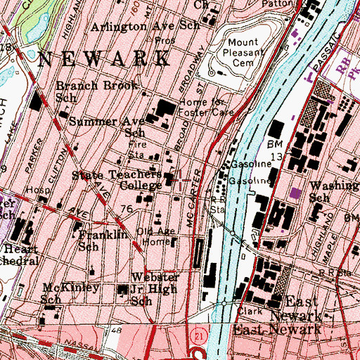 Topographic Map of Technology High School, NJ