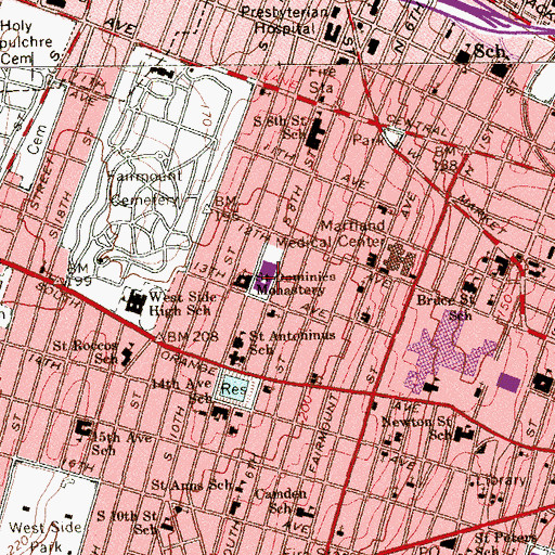 Topographic Map of Thirteenth Avenue Elementary School, NJ