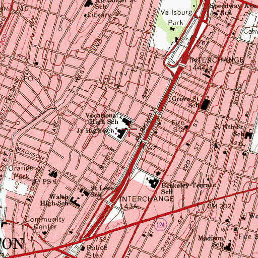 Topographic Map of University Middle School, NJ