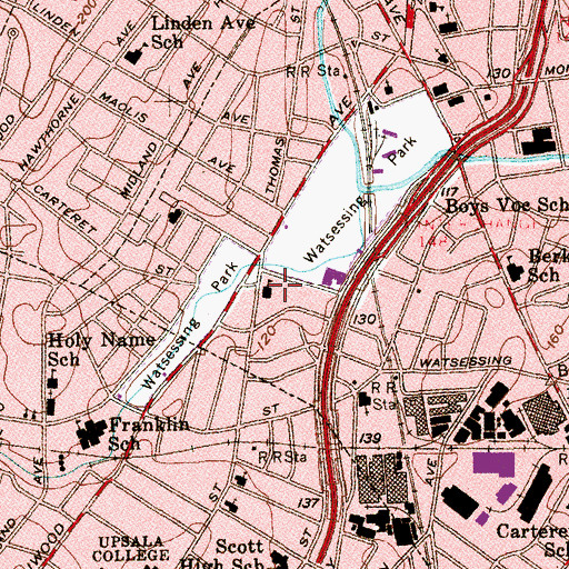 Topographic Map of Watsessing Elementary School, NJ