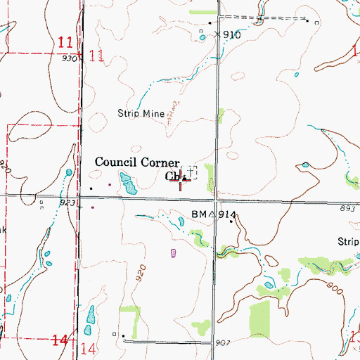 Topographic Map of Council Corners Cemetery, KS