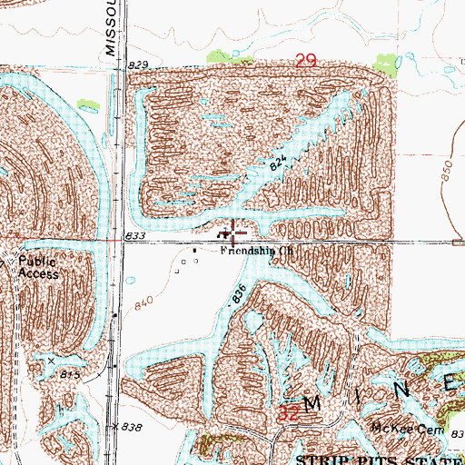 Topographic Map of Friendship Friends Church Cemetery, KS