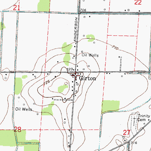 Topographic Map of Girton Post Office (historical), OH