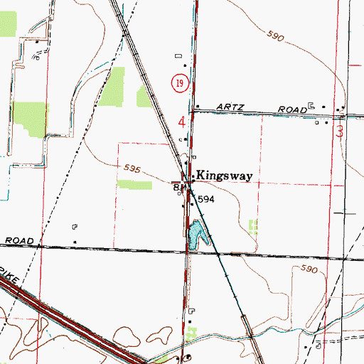 Topographic Map of Kingsway Post Office (historical), OH