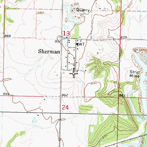 Topographic Map of Sherman Cemetery, KS