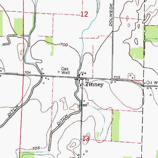 Topographic Map of Tinney Post Office (historical), OH