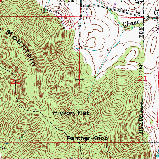 Topographic Map of Moore Quarter Spring, AL