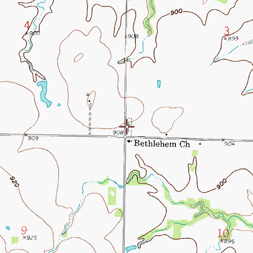 Topographic Map of Bethlehem Cemetery, KS