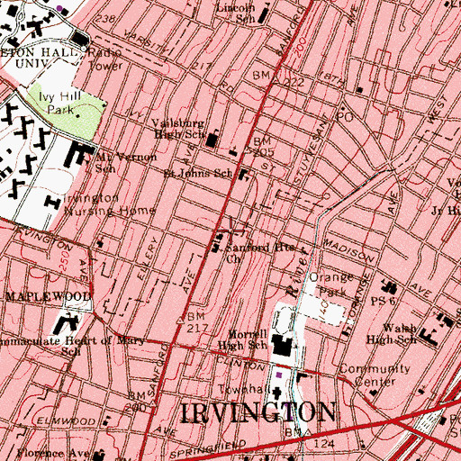 Topographic Map of Berean Seventh Day Adventist Church, NJ