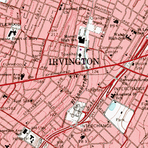 Topographic Map of First Baptist Church, NJ