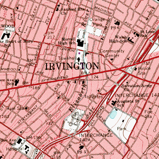 Topographic Map of Leglise Baptiste Nouvelle, NJ