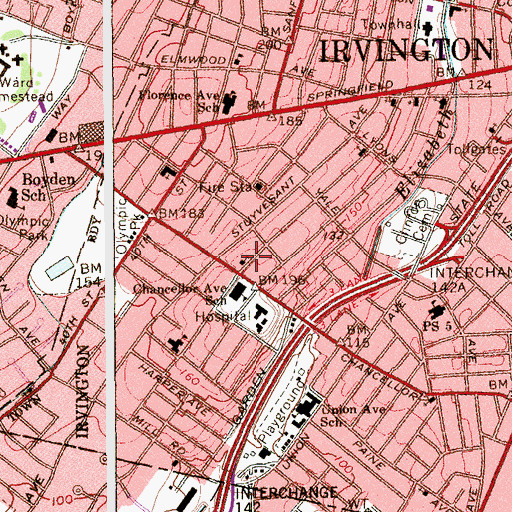 Topographic Map of Mount Herman Baptist Church, NJ
