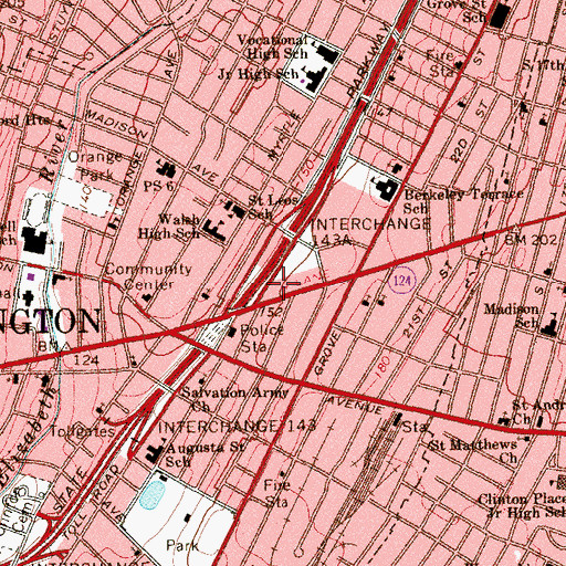 Topographic Map of Trinity Episcopal Church, NJ