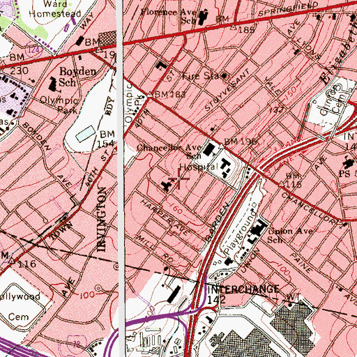 Topographic Map of Saint Paul the Apostle School, NJ