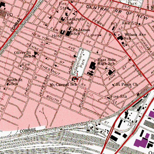 Topographic Map of Our Lady of Mount Carmel Church, NJ