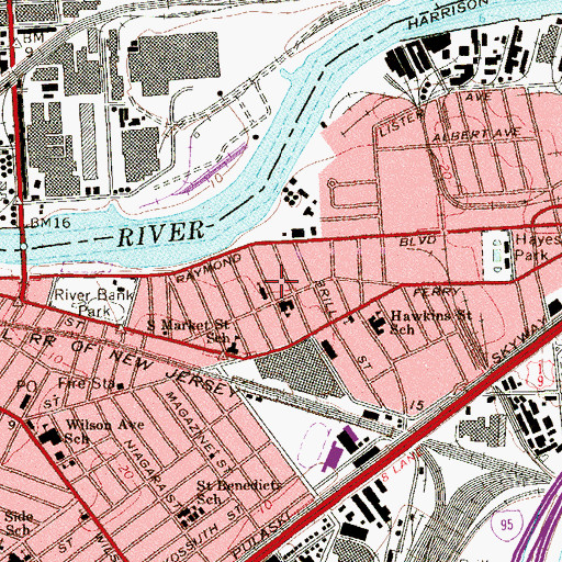 Topographic Map of Saint Aloysius Church, NJ