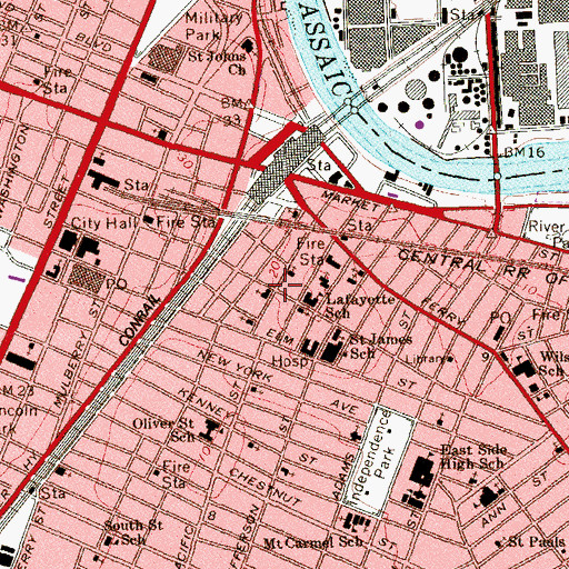 Topographic Map of Saint Paul's Presbyterian Church, NJ