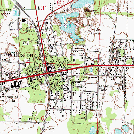 Topographic Map of First Baptist Church, FL