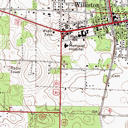 Topographic Map of Cross Word Community Church, FL
