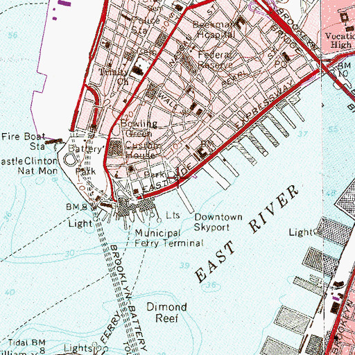 Topographic Map of Coenties Slip (historical), NY