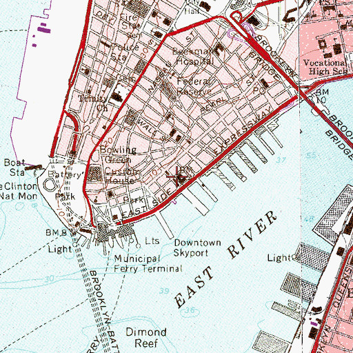 Topographic Map of Old Slip (historical), NY