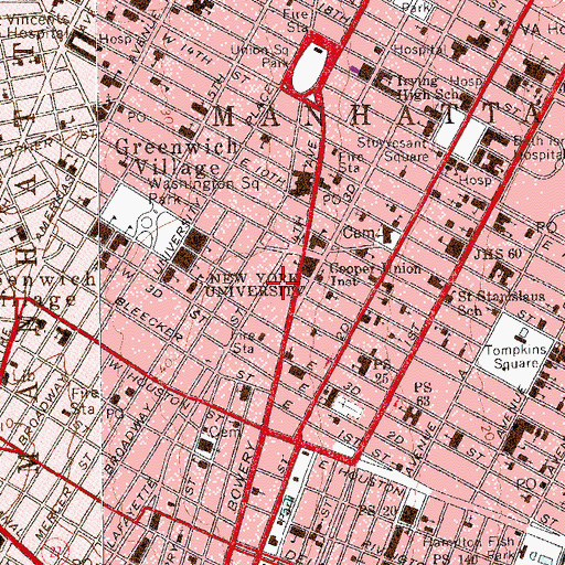 Topographic Map of Astor Library (historical), NY