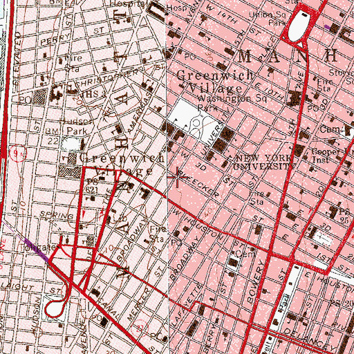 Topographic Map of Bleecker Street Playhouse (historical), NY