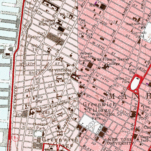 Topographic Map of Elizabeth Bayley Seton Building (historical), NY