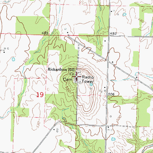 Topographic Map of Richardson Hill Cemetery, IL