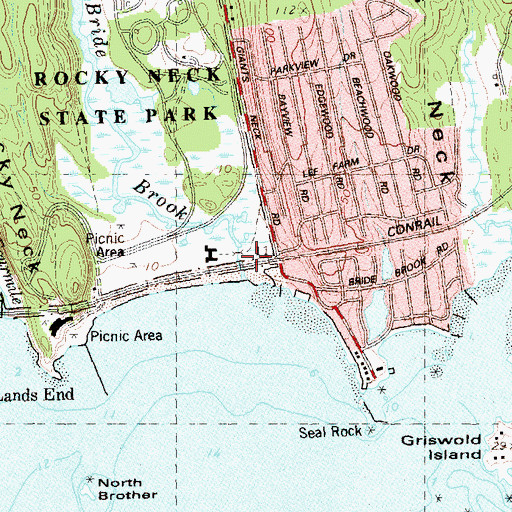 Topographic Map of Bride Brook, CT