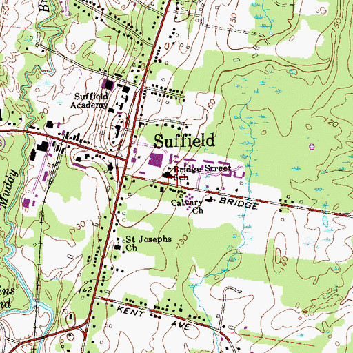 Topographic Map of Bridge Street Elementary School, CT