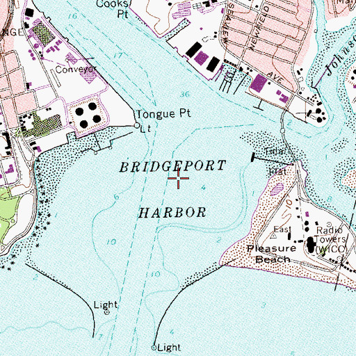 Topographic Map of Bridgeport Harbor, CT