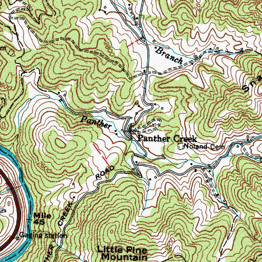 Topographic Map of Panther Creek Baptist Church, NC