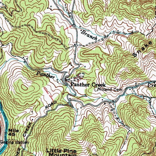 Topographic Map of Panther Creek Cemetery, NC