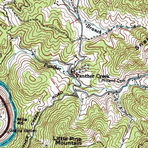Topographic Map of Panther Creek School (historical), NC