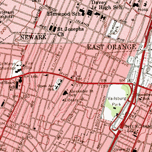 Topographic Map of Adams Memorial Church of God, NJ
