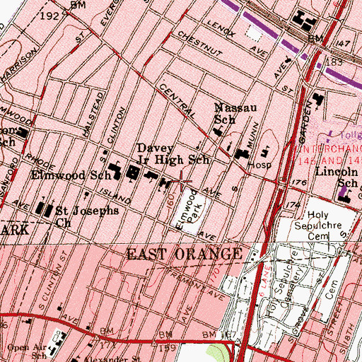 Topographic Map of Imani Baptist Church of Christ, NJ